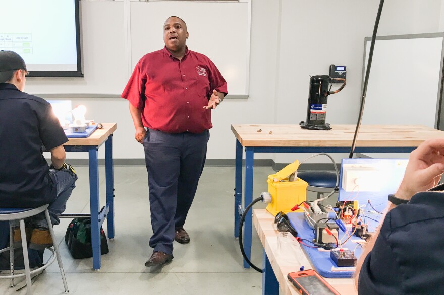 Randy Williams, a former Lone Star College student who now teaches in the HVAC department, says employers have tried to hire his students before they finish their training.