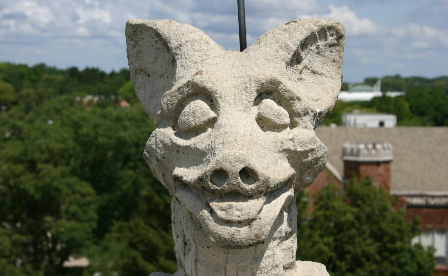 The rooftop grotesque that served as the model for Olive's new head taken in 2013.