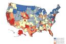 Average hospital charges for a major joint replacement, such as an artificial hip, vary widely, as this map from the federal Centers for Medicare & Medicaid Services shows.