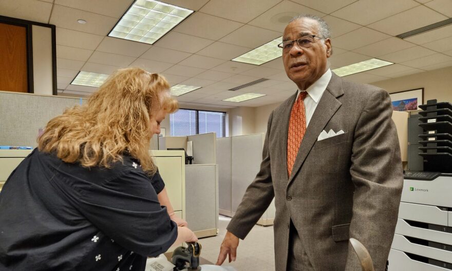 U.S. Rep. Emanuel Cleaver II, D-Kansas City, filing for re-election Tuesday, Feb. 24, 2026, in the 5th Congressional District. The district is at the center of a fight over a gerrymandered map intended to flip the district to Republicans.