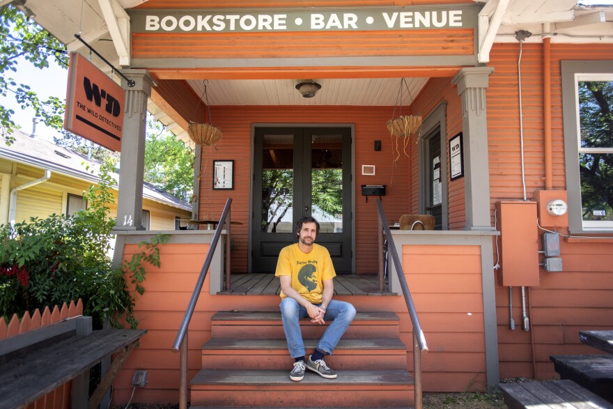 Javier Garcia del Moral, owner of The Wild Detectives bookstore and bar, poses for a portrait outside his quiet shop, Wednesday, April 29, 2020 in the Bishop Arts District in Dallas. (Jeffrey McWhorter/Special Contributor)