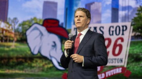 Bo French, Republican candidate for Railroad Commissioner, speaks at the second general assembly of the 2026 Texas State Republican Convention on June 12, 2026 in Houston.
