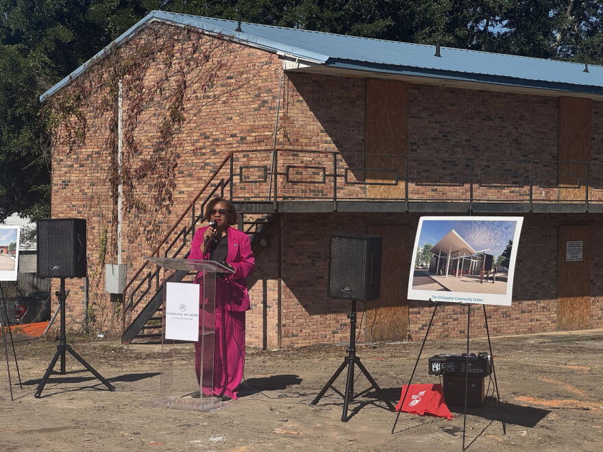 State Senator Tameika Isaac Devine speaks at the Grand Village Groundbreaking Ceremony on Oct. 13.