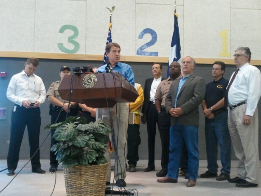 Gov. Perry spoke during a news conference this morning at Steiner Ranch.