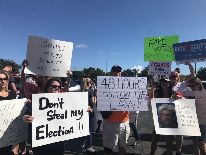 Republican protestors chanted "Brenda Snipes has got to go!" as the recount continued in Lauderhill. The protests lasted for more than a week after election day.