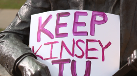 Supporters demonstrated on Indiana University Bloomington's campus in 2023 and 2024, wanting to keep the Kinsey Institute part of the university. (FILE: WTIU News)