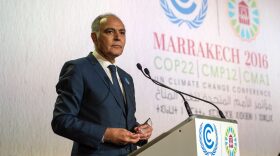 COP22 president Salaheddine Mezouar delivers a speech during the opening session of the COP22 climate talks in Marrakech, Morocco, on Nov. 7, 2016. (Fadel Senna/AFP/Getty Images)
