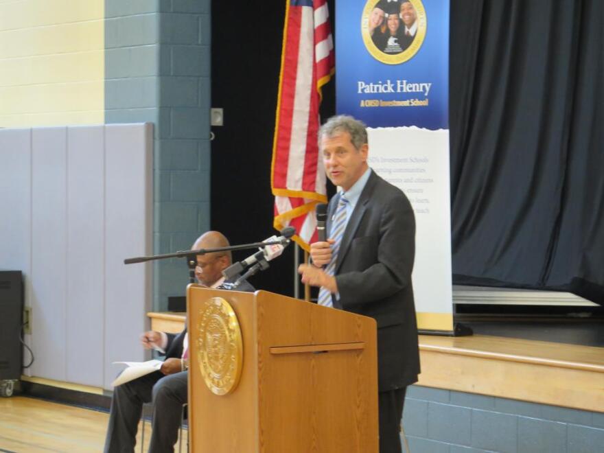 Senator Sherrod Brown spoke at an event at Patrick Henry School. [photo: Michelle Faust/ ideastream]