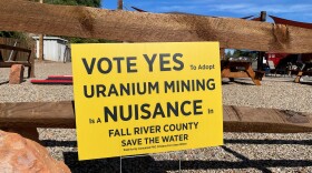 A political sign on Minnekahta Ave. in Hot Springs asking voters to declare uranium mining a nuisance.