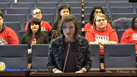 Secretary of Agriculture and Forestry Katie Frazier speaks before the House gaming commission during the 2026 legislative session.