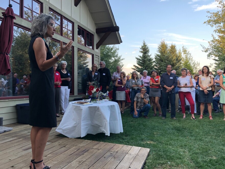 Kathleen Williams speaks at a fundraiser in Bozeman last Friday