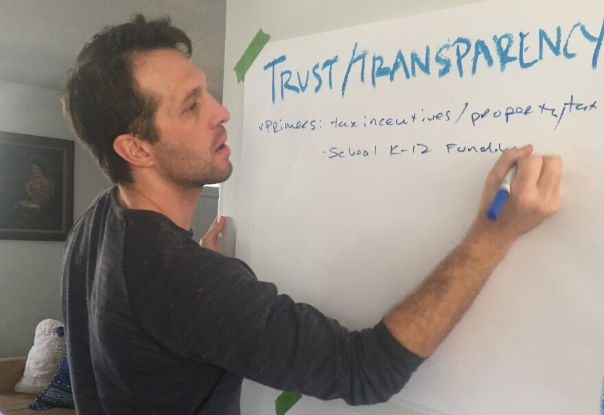 Publisher Jay Senter leads a planning session on how to expand news coverage in 2020