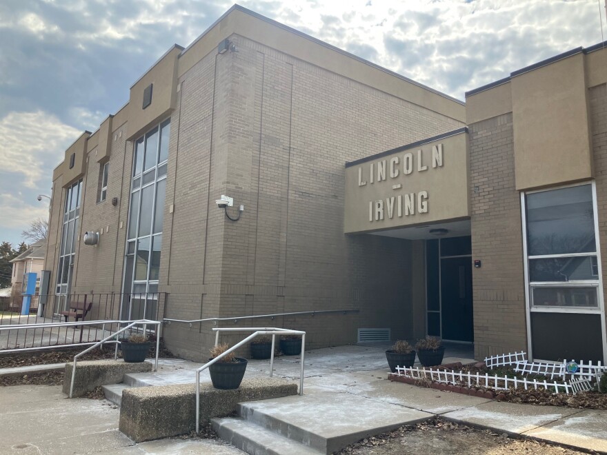 The current entrance at Lincoln-Irving School, 1015 16th Ave., Moline.