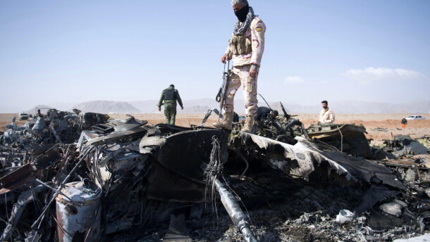 An Iranian soldier stands amidst the wreckage of a U.S. aircraft that crashed in area near Isfahan, Iran on Monday, April 6, 2026.Iran's Revolutionary Guards said a US aircraft that had been searching for the crew member of a missing US fighter jet had been destroyed, Iranian media reported. US President Donald Trump said earlier that the second crew member from the American fighter jet that crashed inside Iran was SAFE following a search and rescue operation. Photo by Behnam Tofighi/UPI