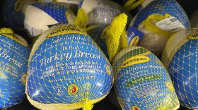 Frozen whole turkey breast is displayed at a Walmart store in Milford, Conn., on Saturday, Nov. 16, 2024.  