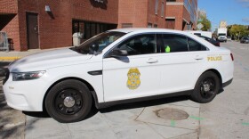 An IMPD vehicle outside of City Market.