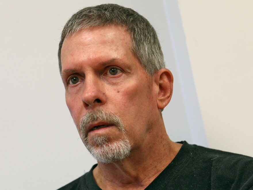 Michael Boatwright, an amnesia sufferer who now refers to himself as Johan Ek, during an interview at the Desert Regional Medical Center in Palm Springs, Calif.