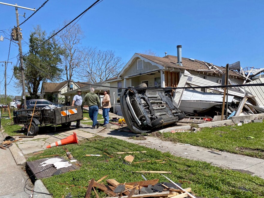 Annette Dugan's house in Arabi, Louisiana was heavily damaged when an EF3 tornado ripped through her neighborhood and flung a horse trailer into it. The tornado happened four weeks after Dugan's family finished fixing the home's roof after it sustained damage from Hurricane Ida in August.