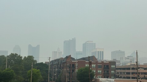 Smoke from Canadian wildfires blanketed downtown Columbus on July 17, 2026.