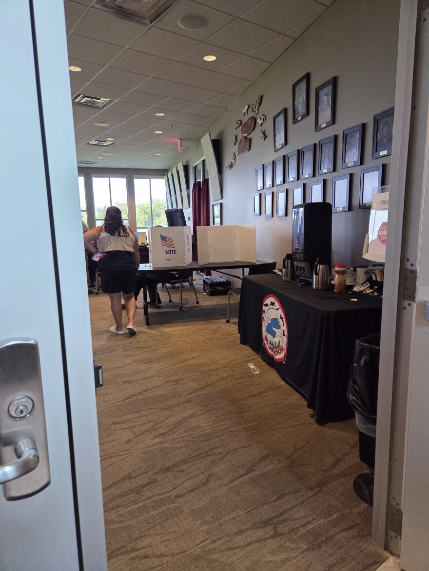 Voters in the Red Lake and Redby districts cast ballots in the Red Lake Tribal Council meeting room on Aug. 11, 2026.