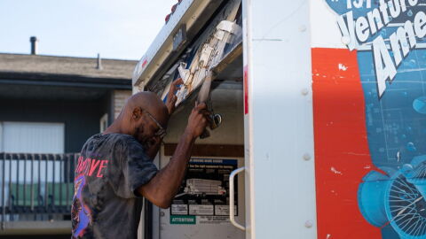 Adrian Turner closes the U-Haul to his and Michael Myers' Virginia Beach apartment. Job loss and rising costs ultimately resulted in them getting evicted. Advocates say more people in Hampton Roads are finding themselves in similar situations.