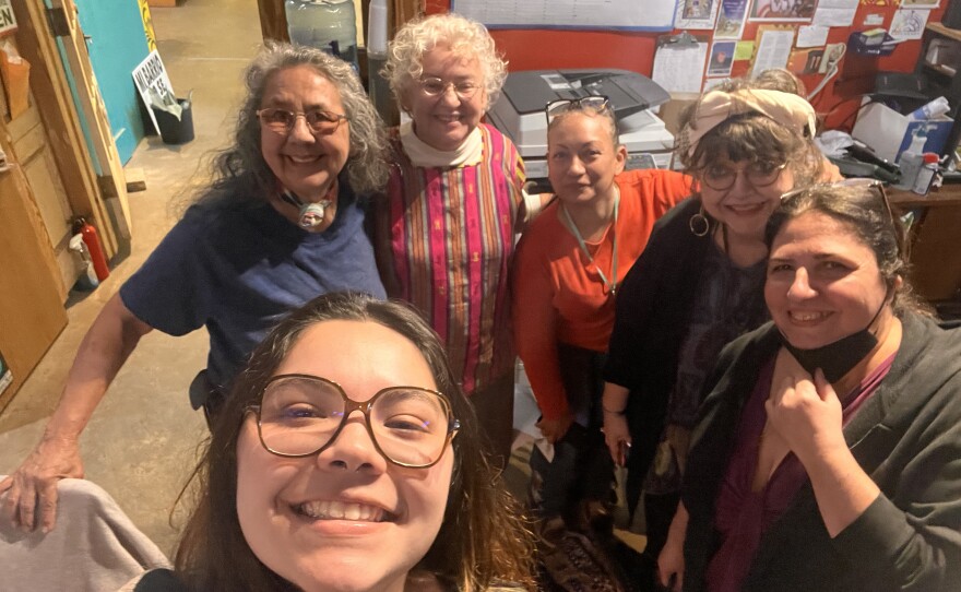 Participants of the Esperanza Peace & Justice Center who were trained under journalist, María Martin (second from right).