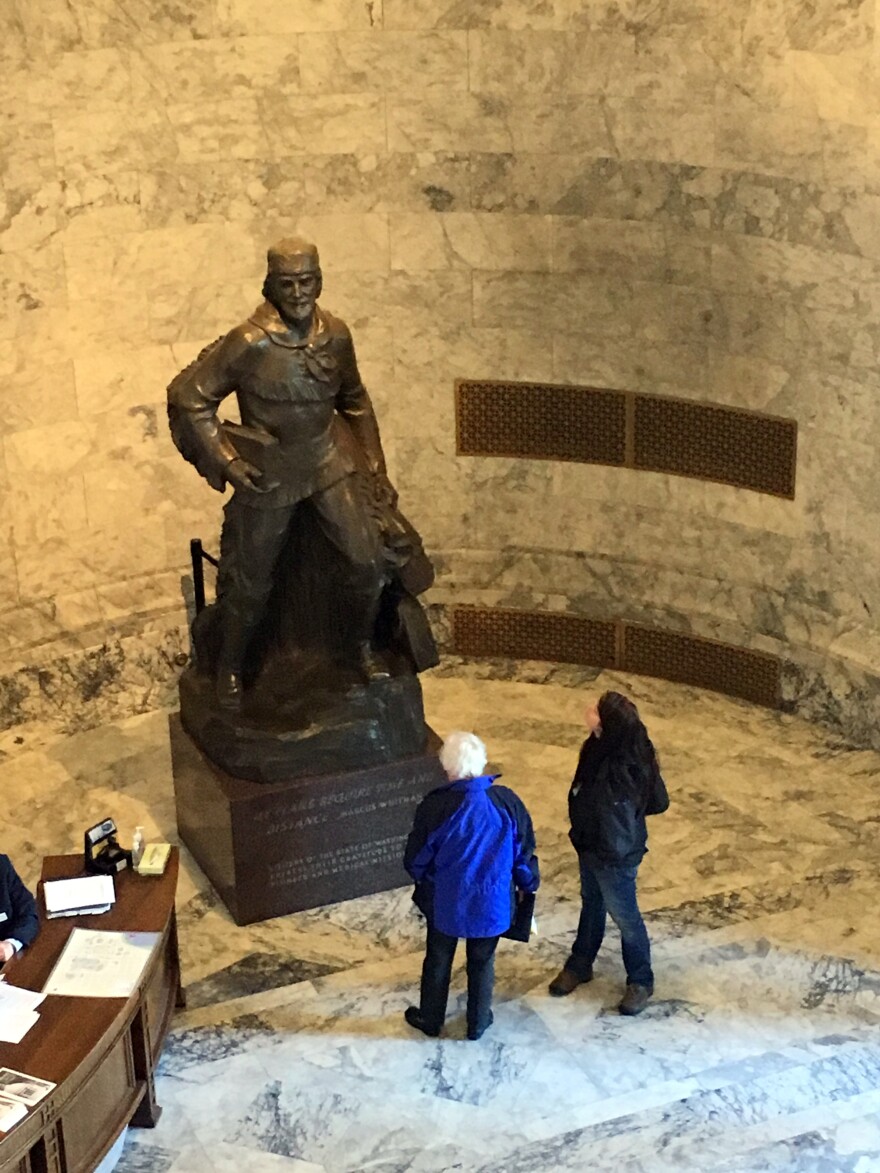 Avard Fairbanks sculpted the statue Marcus Whitman, seen here in Olympia. The identical one in the National Statuary Hall dates to 1953.