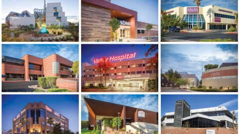 Collage image of the medical facilities in the Las Vegas medical district.
