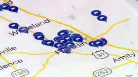 Concerned parents with the group If It Was Your Child pinpointed the places where each child has been diagnosed with cancer in Johnson County.