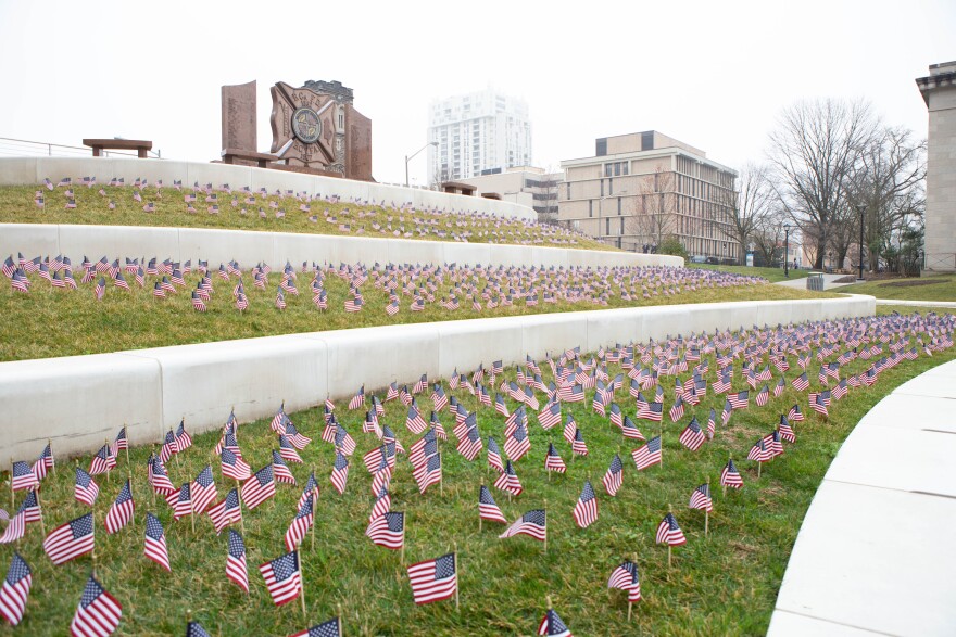 Baltimore County's temporary COVID-19 memorial, March 25, 2021