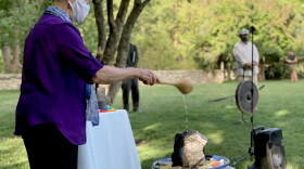 Peace House member Estelle Voeller led a water ceremony to "sooth the souls of the departed" in Hiroshima and Nagasaki after the 1945 nuclear bombing that killed thousands. 