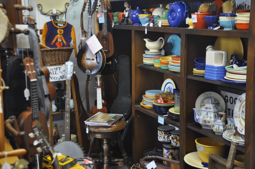 A colorful corner inside the antique and consignment store in downtown Palatka, Deputy’s Attic, owned by Sam Deputy.