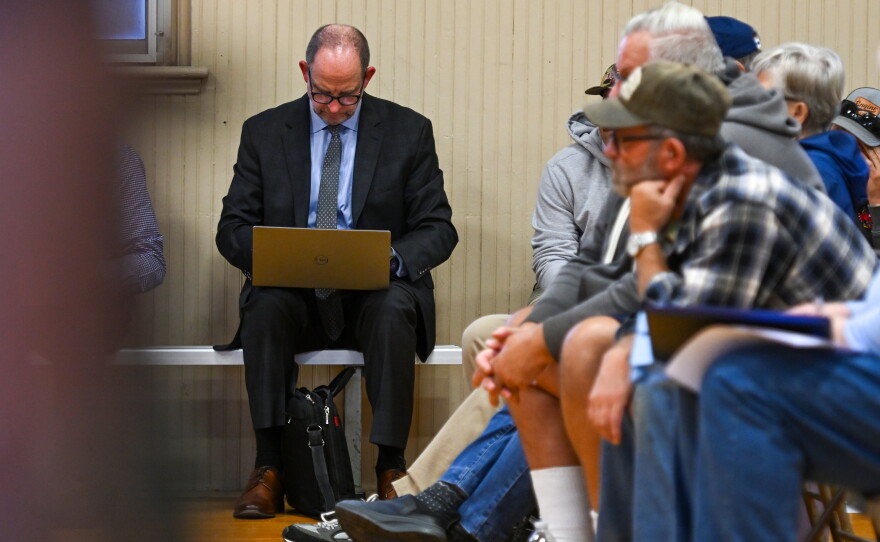 Attorney Edmund Campbell, who represents Cornell Realty Management, sits off to the side during the Archbald Borough Council meeting.