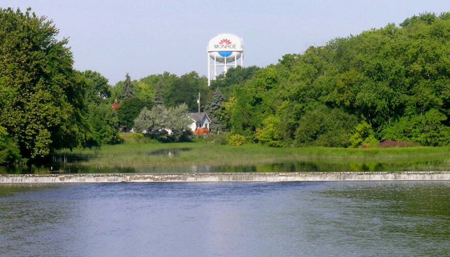 A section of the River Raisin near Monroe. State workers found a PFAS spike in a recent test in the river's watershed.