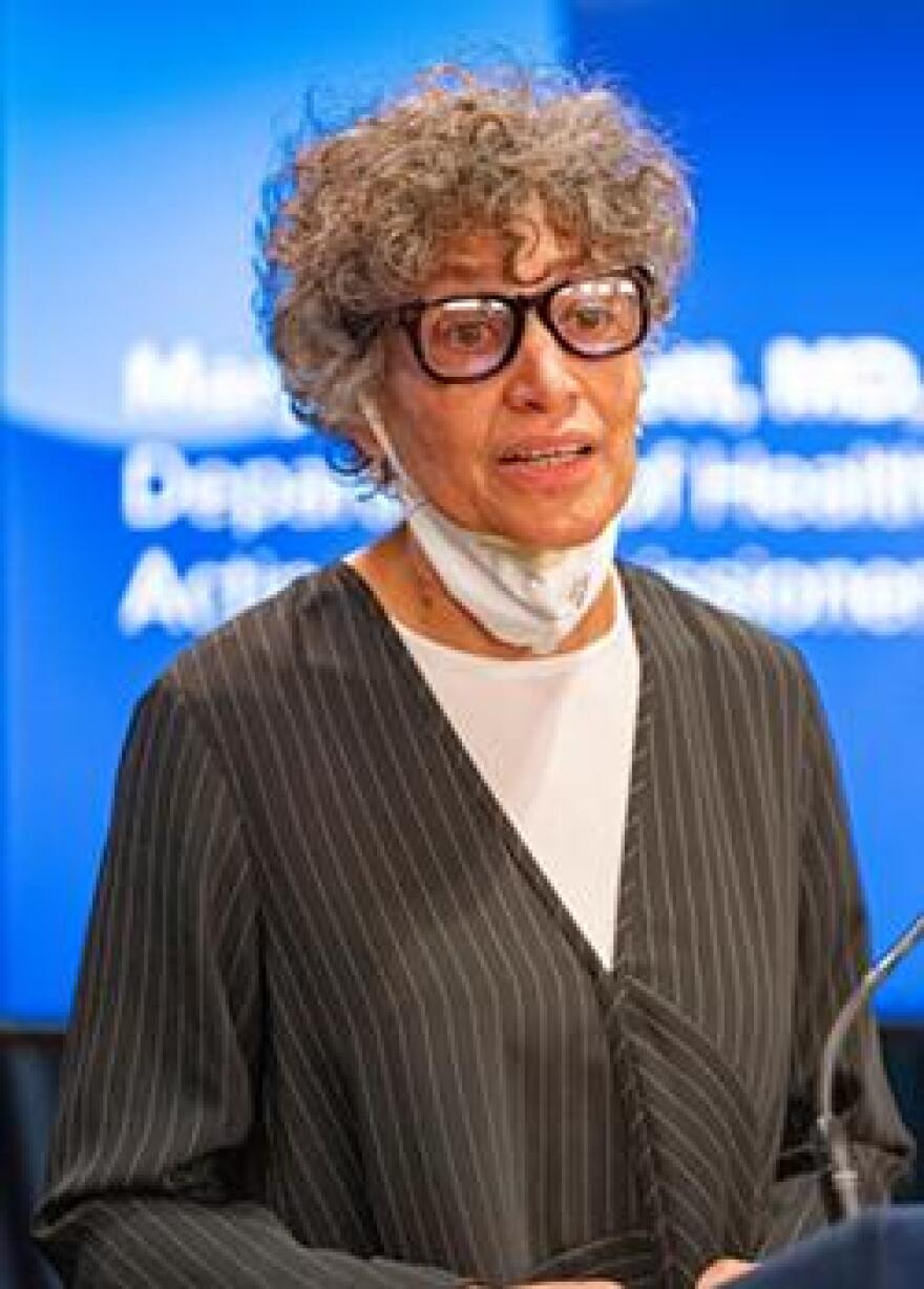 Dr. Mary Bassett, the state's health commissioner, speaks at a news conference on Dec. 2, 2021.