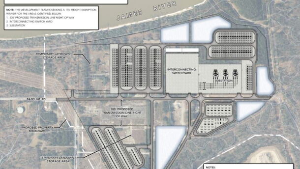 The latest map for Tenaska's proposed battery storage facility in James City County
