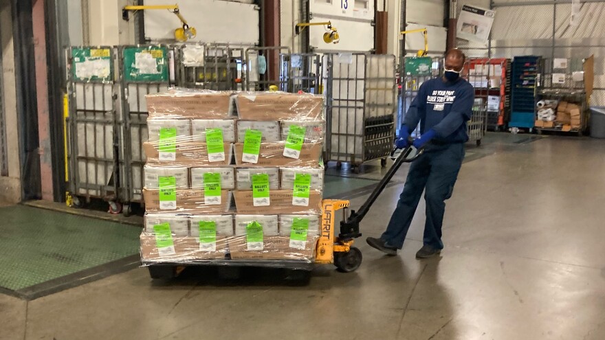 Franklin County Board of Elections prepares to mail ballots. [Dan Konik / Statehouse News Bureau]