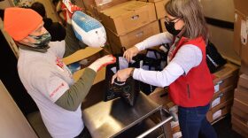 Food Bank for New York City distributes turkeys and Thanksgiving fixings in New York City.