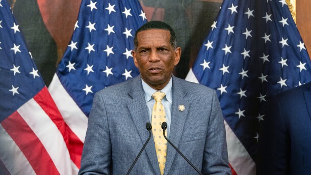 Rep. Burgess Owens, R-Utah, speaks at the Frederick Douglass Press Gallery dedication at the Capitol, Thursday, Feb. 12, 2026, in Washington.