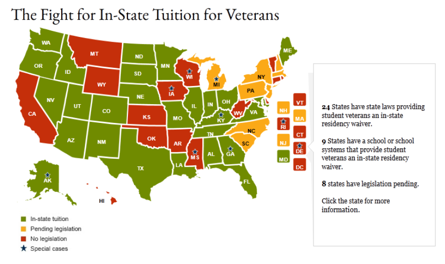 map, states, veteran education assistants