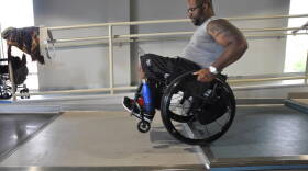 Aaron Murray pops a wheelie at the ParaQuad gym in St. Louis.