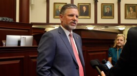 Florida Speaker-Designate Sam Garrison during a press gaggle after the ceremony.