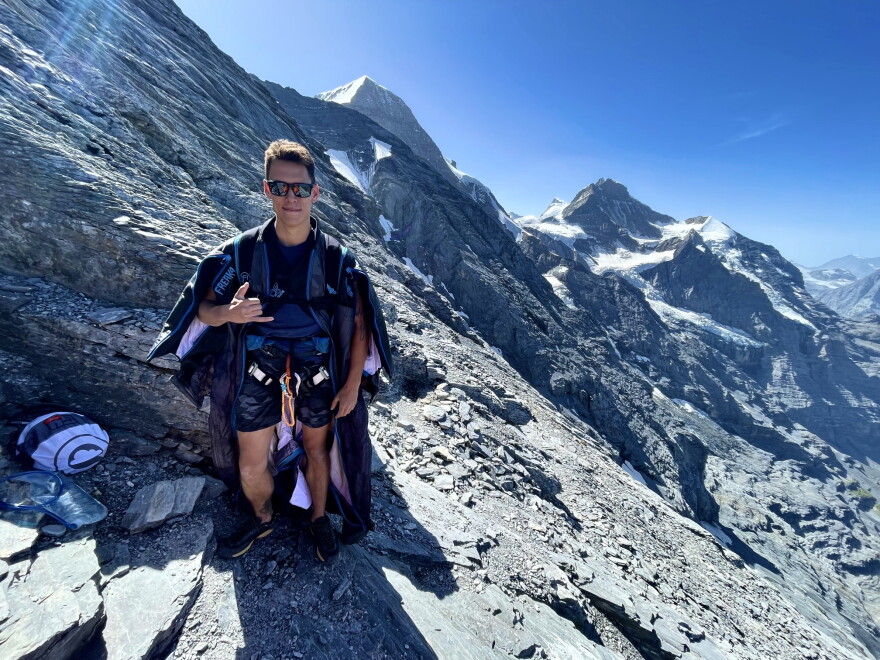 Gabe Reilly in Lauterbrunnen, Switzerland. According to his family, Gabe Reilly fell in love with air sports.