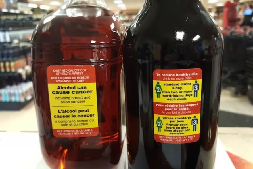 Warning labels like these tested by the Canadian government could warn Americans of the links between drinking and cancer.