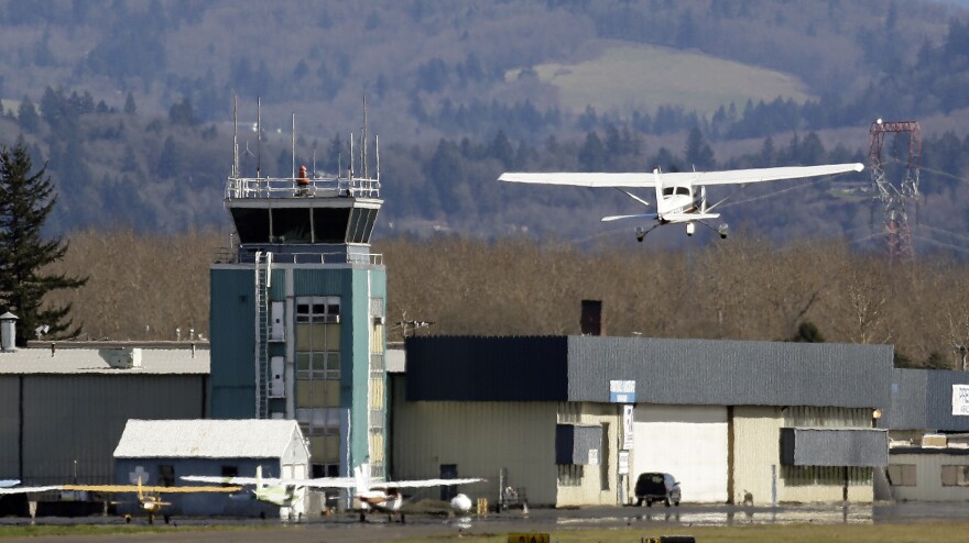 The control tower at Troutdale Airport in Troutdale, Ore., one of the towers slated for closure.