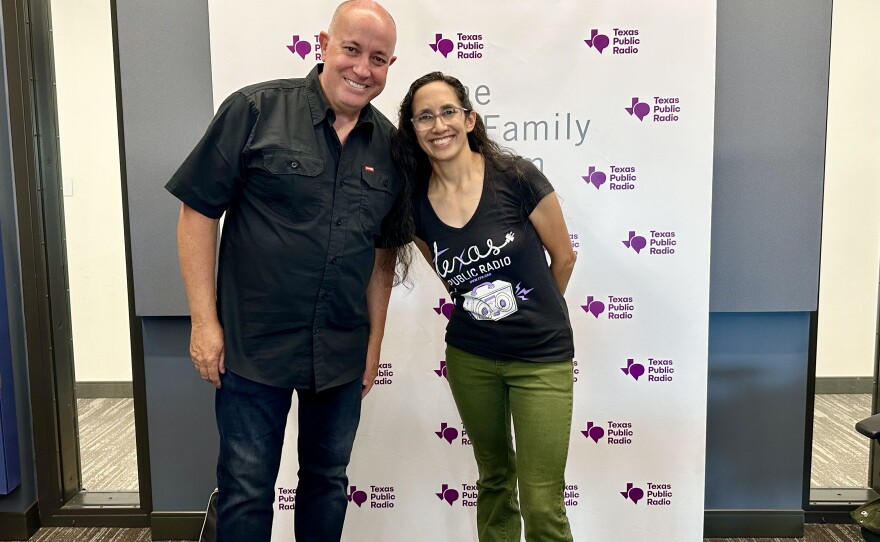 Jorge Luis García Ruiz (left) and TPR's Norma Martinez (right). Ruiz tranlated the baptismal, marriage, and burial records of the Mission San Antonio de Valero and published them in three volumes.
