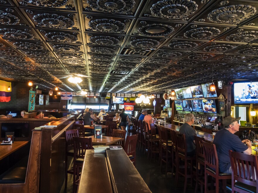 A bar in Myrtle Beach, S.C., is shown before the pandemic. The governor's curfew on alcohol sales affects bars but not retailers.