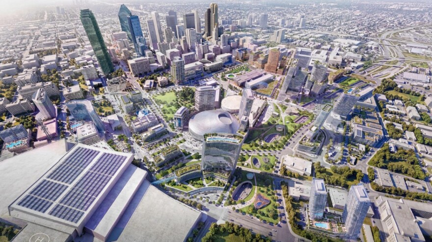 A rendering of Dallas City Hall designed by 15 UTA College of Architecture, Planning and Public Affairs students in partnership with the Ten Presidents, a group of former American Institute of Architects Dallas presidents.