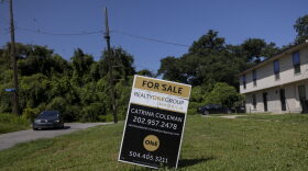 A for-sale sign in New Orleans East on July 28, 2025.