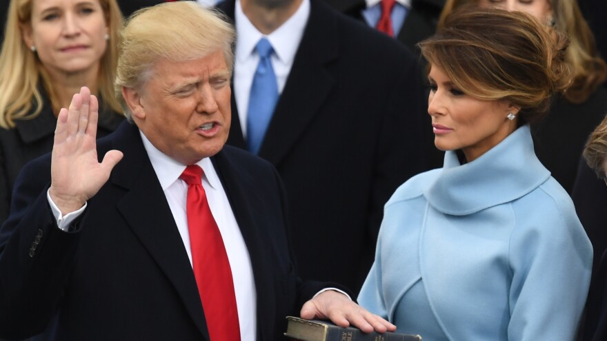 Donald Trump, with wife Melania, is sworn in as president on Jan. 20, 2017, at the U.S. Capitol in Washington, D.C.